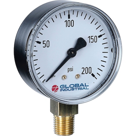 Global Industrial 2 Pressure Gauge, 100 PSI, 1/4 NPT LM, Steel B2781342